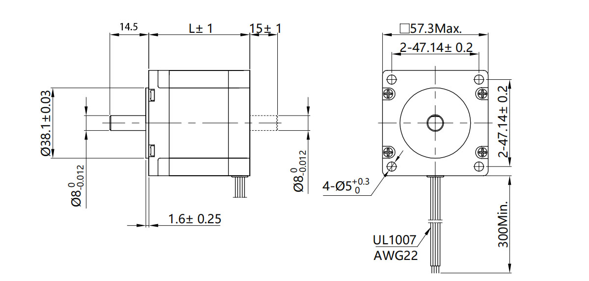 nema 23 stepper motor dimension