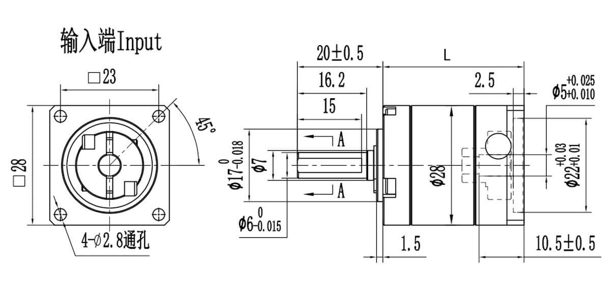 planetary gearbox dimension
