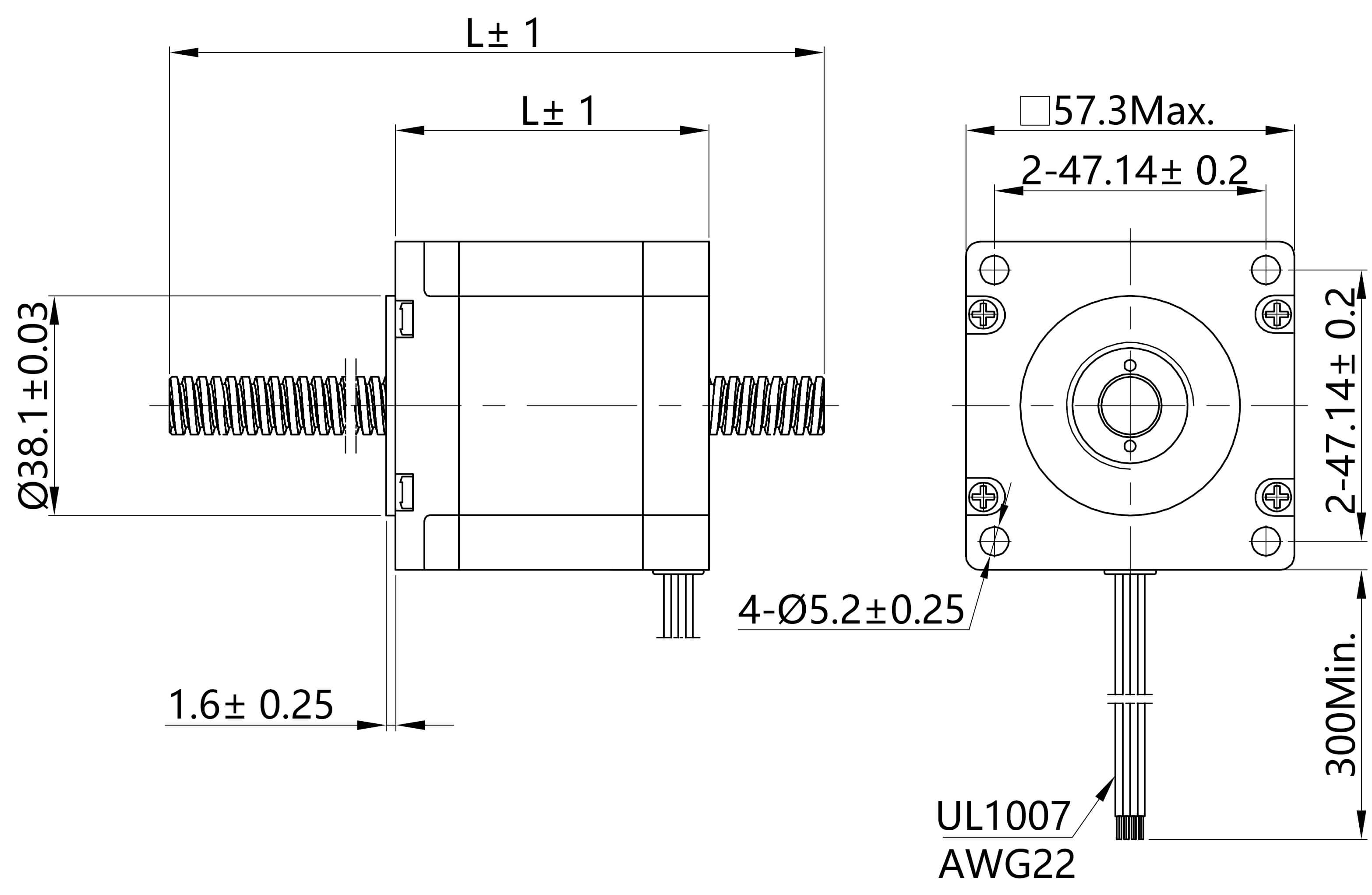 nema 23 non captive stepper motor dimensions