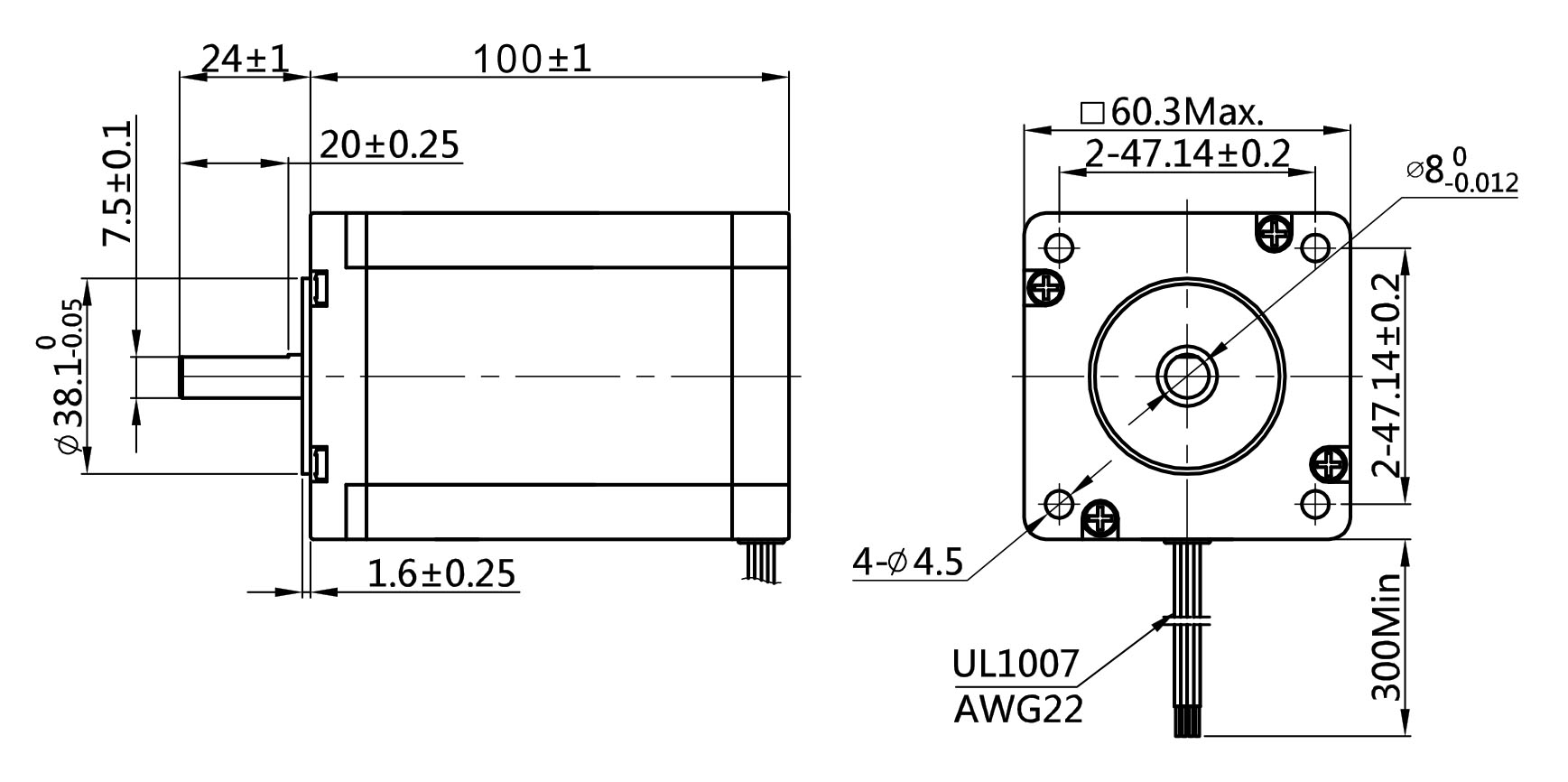 nema 24 motor dimensions