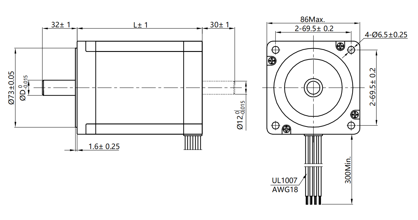 Nema 34 hybrid stepper motor dimension