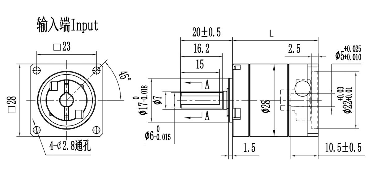 planetary gearbox dimension