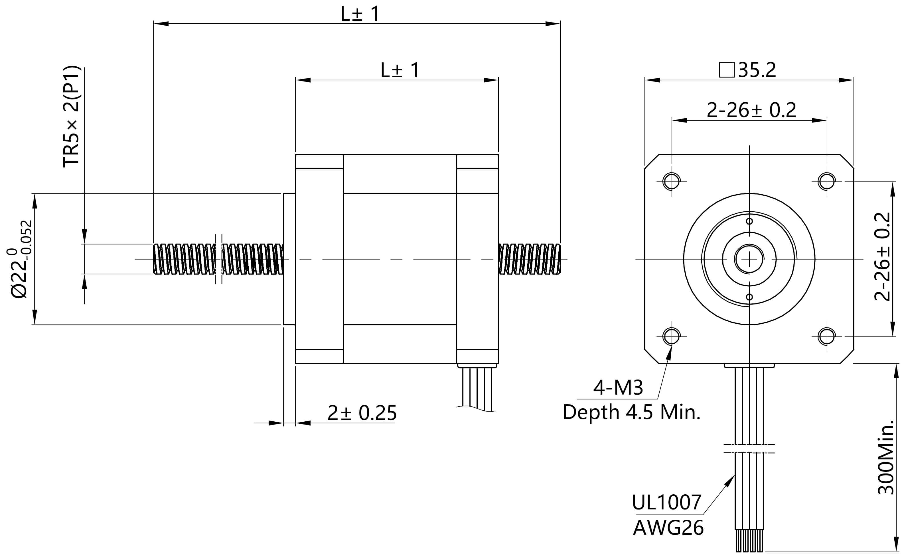 nema 14 non captive motor dimensions